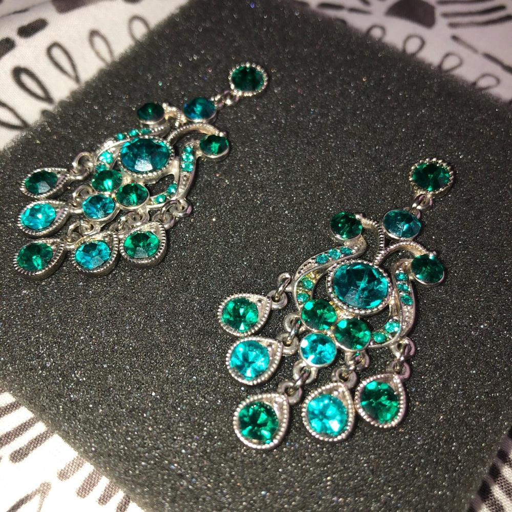 Turquoise And Green Statement Dangle Earrings - image 5